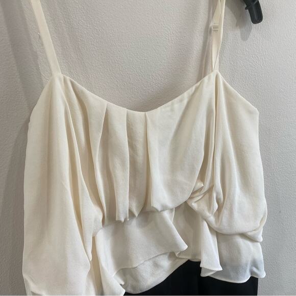 BCBGMAXAZRIA Ruffle Layered Dress Size 6P Black White Elegant Cocktail Midi - Picture 3 of 8